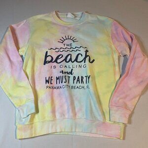 Dreamsicle Sweatshirt Womens Small Tie Dye Panama City‎ Beach Pull On Crew Neck
